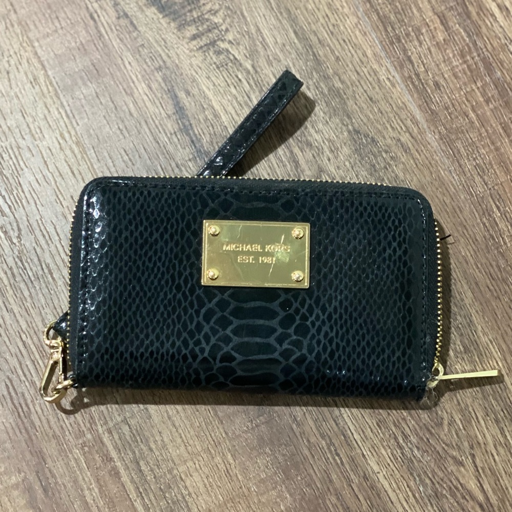 Michael Kors Animal Print Embossed Wristlet Wallet